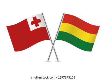 Bolivia and Tonga flags. Vector illustration.