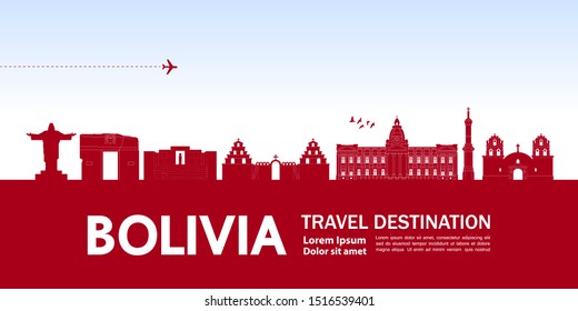 Bolivia travel destination grand vector illustration.