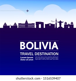 Bolivia travel destination grand vector illustration.