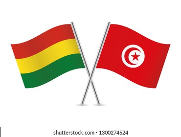 Bolivia and Tunisia flags. Vector illustration.