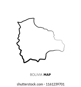 Bolivia vector country map outline. Black line on white background