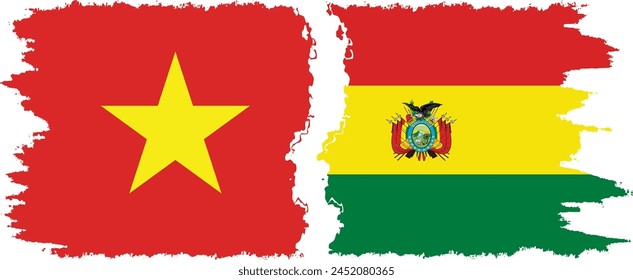 Bolivia and Vietnam grunge flags connection, vector