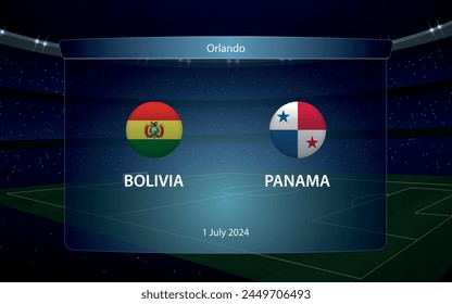 Bolivia vs Panamá. Torneo de fútbol americano 2024, marcador de fútbol transmitido Plantilla gráfica