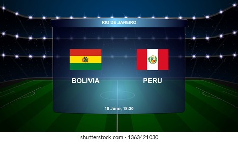 Bolivia vs Peru football scoreboard broadcast graphic soccer template