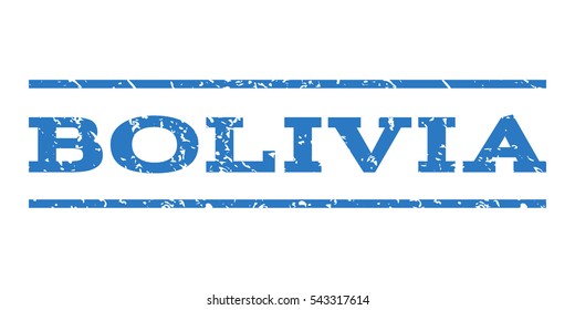 Bolivia watermark stamp. Text caption between horizontal parallel lines with grunge design style. Rubber seal stamp with dirty texture. Vector smooth blue color ink imprint on a white background.