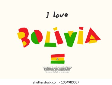 Bolivia : World Flag with fun geometrical alphabets : Vector Illustration 