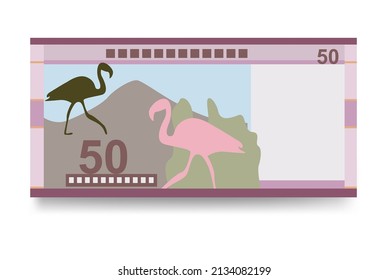 Ilustración del vector boliviano boliviano. El dinero boliviano puso los billetes en paquete. Dinero en papel 50 BOB. Estilo plano. Aislado sobre fondo blanco. Diseño sencillo y mínimo.