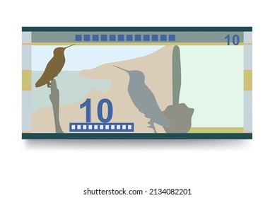 Ilustración del vector boliviano boliviano. El dinero boliviano puso los billetes en paquete. Dinero en papel 10 BOB. Estilo plano. Aislado sobre fondo blanco. Diseño sencillo y mínimo.