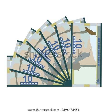 Bolivian Boliviano Vector Illustration. Bolivia money set bundle banknotes. Paper money 10 BOB. Flat style. Isolated on white background. Simple minimal design.