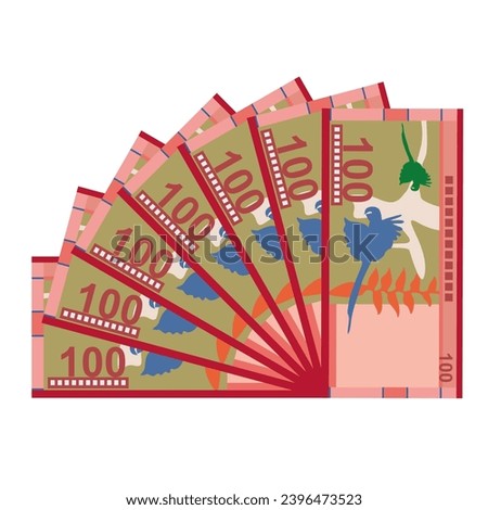 Bolivian Boliviano Vector Illustration. Bolivia money set bundle banknotes. Paper money 100 BOB. Flat style. Isolated on white background. Simple minimal design.