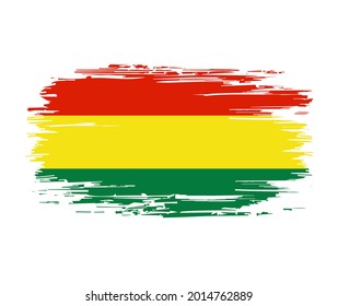 Bolivian flag brush grunge background. Vector illustration.