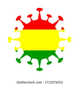 Bolivian flag designed as a virus.  Vector illustration representing the pandemic's effect on the country.