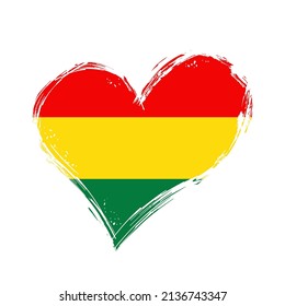 Bolivian flag heart-shaped grunge background. Vector illustration.