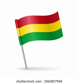 Bolivian flag map pointer layout. Vector illustration.
