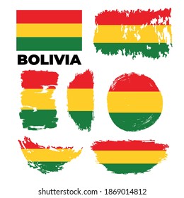 Bolivian flag with scratches, vector flag of Bolivia. Vector illustration
