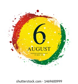 Bolivian flag in the shape of a circle. August 6 - Independence Day of Bolivia. Vector illustration on a white background. Brush strokes are drawn by hand.