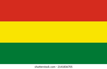 Bolivian flag vector. Maximum Red, Vivid Yellow, and La Salle Green