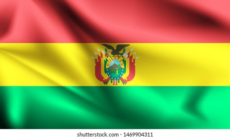 Bolivian flag waving. Background texture.