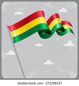 Bolivian flag wavy abstract background. Vector illustration.