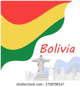 Concepto de vector de punto de referencia boliviano: Estatua del Cristo de la Paz en la esquina