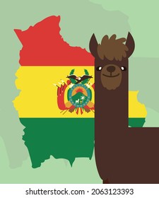 bolivianisches Lamm und Karte mit Flagge