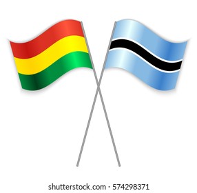 Bolivian and Motswana crossed flags. Bolivia combined with Botswana isolated on white. Language learning, international business or travel concept.