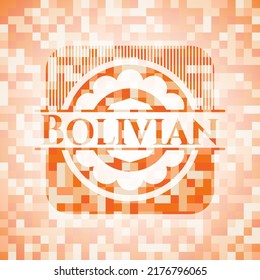 Bolivian orange mosaic emblem with background 