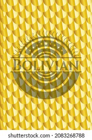 Bolivian shiny golden badge. Scales pattern. Vector Illustration. Detailed. 