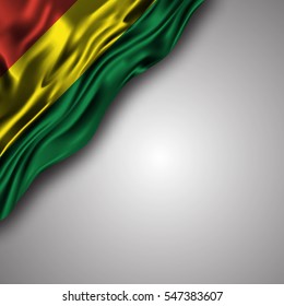 bolivian waving silky flag isolated on gray background, can be used in many topic like national day,bolivia independence day and any national and international events
