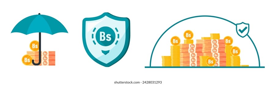 Boliviano and Venezuelan Bolivar Money Safe and Secure Illustration