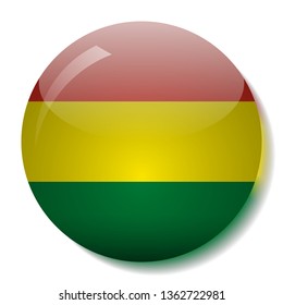 Bolivia's flag glass button vector illustration