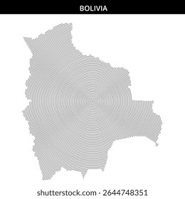 Bolivia's map shows circular patterns within its borders.
