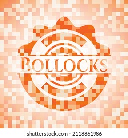Bollocks orange mosaic emblem. Vector Illustration. Detailed. 