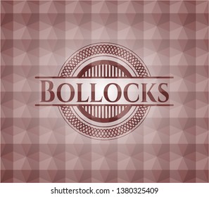 Bollocks red seamless emblem or badge with geometric pattern background.