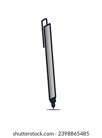 BollPoint design or education stationery equipment. Classic ballpoint pen detailed Vector illustration.