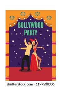 Bollywood couple dance vector illustration