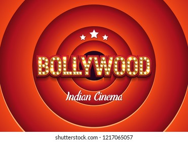 Bollywood Indian Cinema. Movie Banner Or Poster In Retro Style. Vector Illustration.