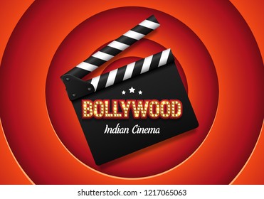 Bollywood indian cinema. Movie banner or poster in retro style. Vector illustration.