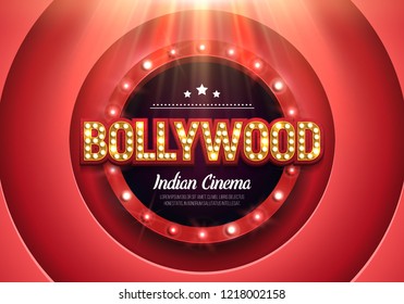 Bollywood indian cinema. Movie banner or poster in retro style. Vector illustration