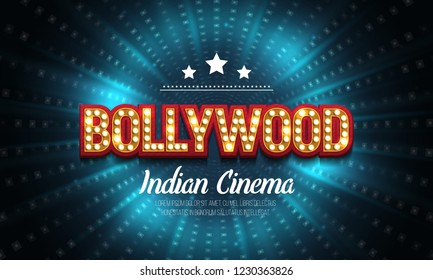 Bollywood Indian Cinema. Movie Banner Or Poster In Retro Style. Vector Illustration.