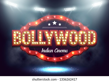 Bollywood Indian Cinema. Movie Banner Or Poster In Retro Style. Vector Illustration.