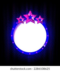 Bollywood indian cinema vector banner with text. Vintage cinematography and theater flat poster. Film festival. Golden sparkling glitter rain. Shiny sign with lights on red curtain backdrop