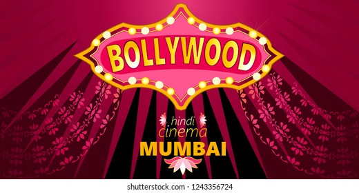 Bollywood, Is The Indian Hindi-language Film Industry, Based In The City Of Mumbai.Cinematography And Theater Poster.