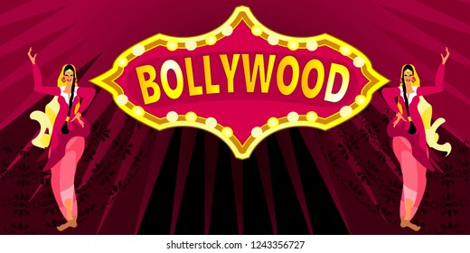 Bollywood, Is The Indian Hindi-language Film Industry, Based In The City Of Mumbai.Cinematography And Theater Poster.