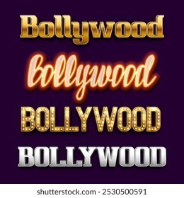 Inscrições de Bollywood em diferentes estilos. Modelo de vetor para seu design.