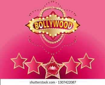  Bollywood night.Bollywood, is the Indian Hindi-language film industry, based in the city of Mumbai.Vector for design flyer,invitation, card, poster.