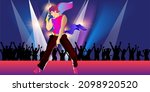 Bollywood-style dancing. Man dancing in Bollywood style. Vector illustration of popular dance move. 