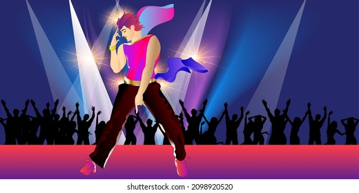 Bollywood-style dancing. Man dancing in Bollywood style. Vector illustration of popular dance move. 