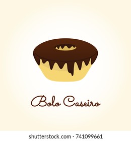 Bolo Caseiro is homemade cake in Portuguese. Cake icon vector.