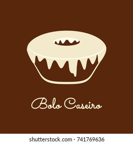 Bolo Caseiro is homemade cake in Portuguese. Cake icon vector.